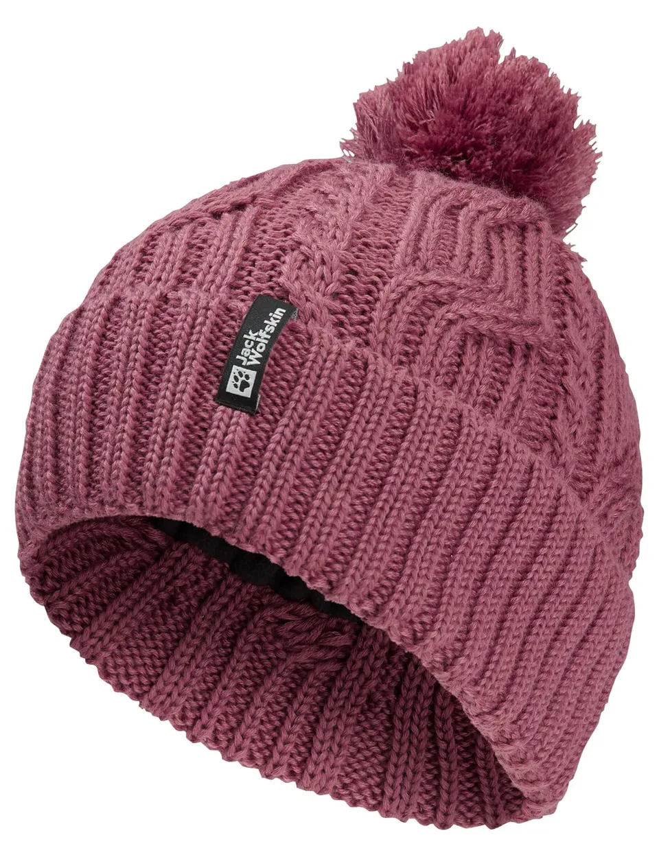 jack-wolfskin-pompom-beanie-unisex-m-tze-mit-zopfmuster-und-texashield-pro-fleec image 1