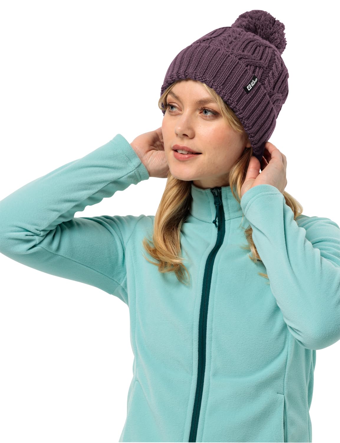 jack-wolfskin-pompom-beanie-unisex-m-tze-mit-zopfmuster-und-texashield-pro-fleec image 8